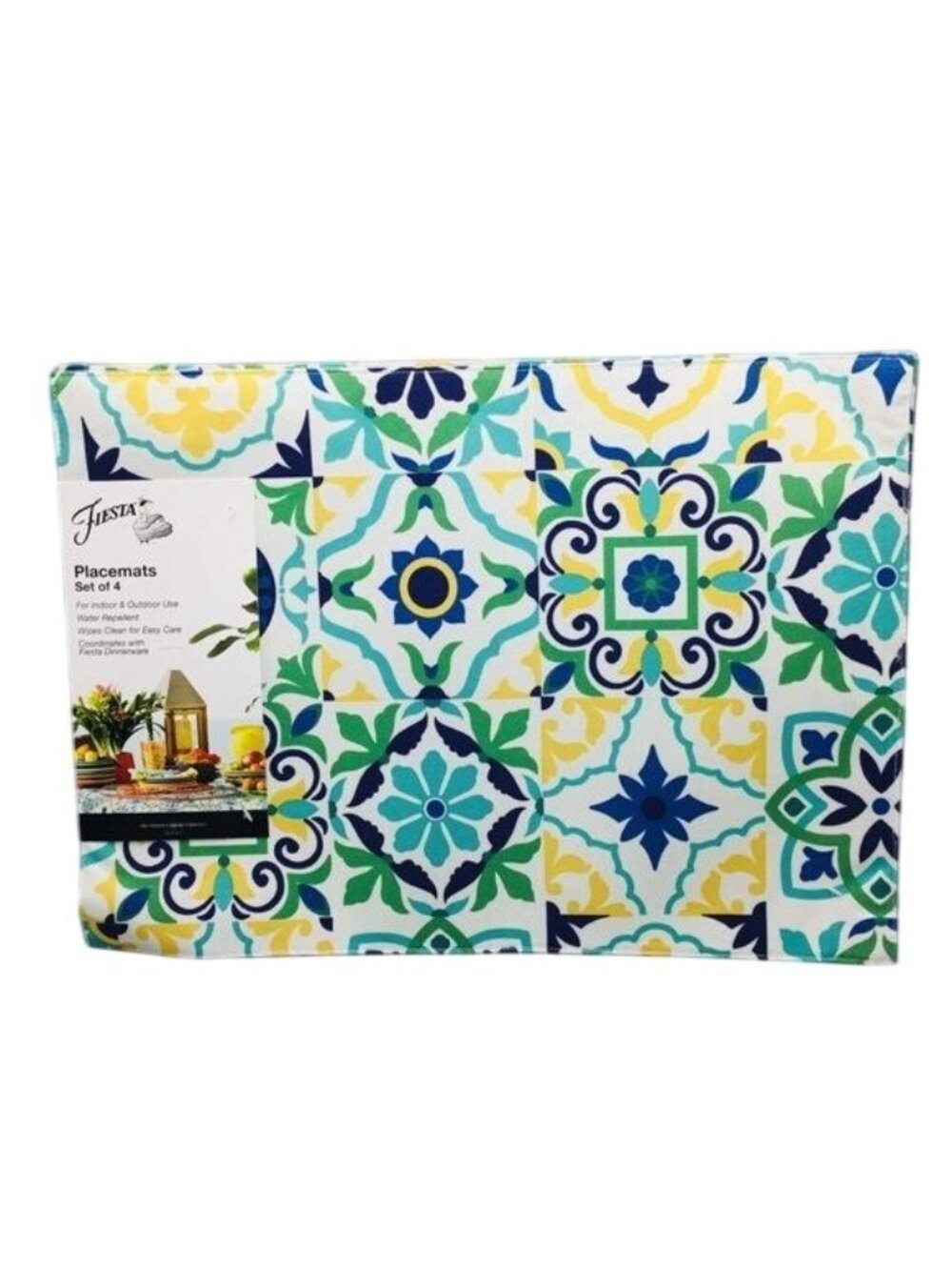 Fiesta Striped Placemats Blue Green 13” x 18” Set of 4